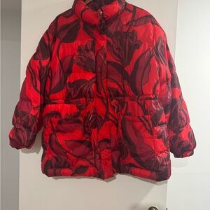 Who What Wear Red and Black Puffer Jacket